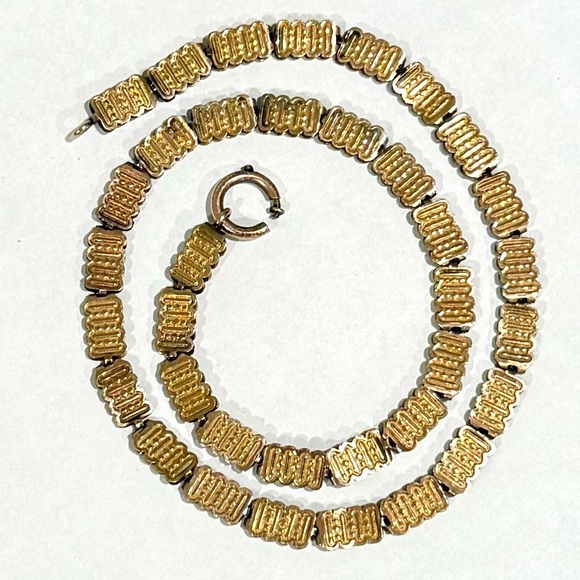 Vintage Antique Book Chain 18” Reversible Rolled Gold Plated Necklace - Picture 3 of 16
